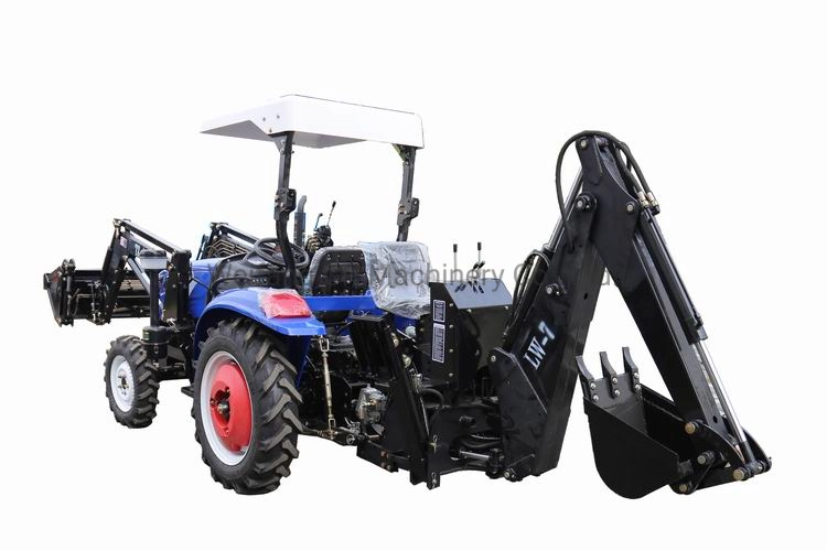 Chinese Lawn Mower Cheap Price 4X4 Mini Small Compact Agricultural Garden Farm Tractor with Front End Loader and Rear Backhoe Digger Auger for Sale From China